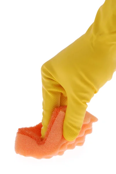 ゴム手袋とオレンジ スポンジ — ストック写真
