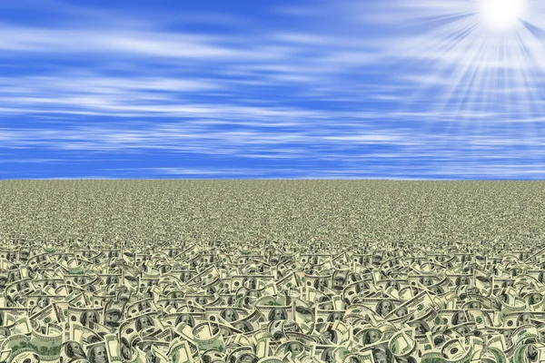 Mar de dinero o dinero tierra — Foto de Stock