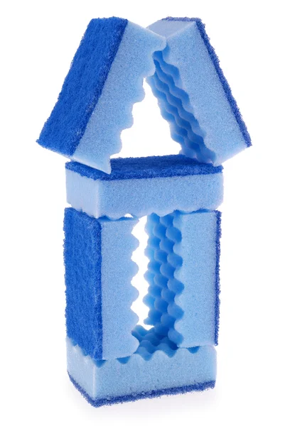 Casa feita de esponjas azuis — Fotografia de Stock