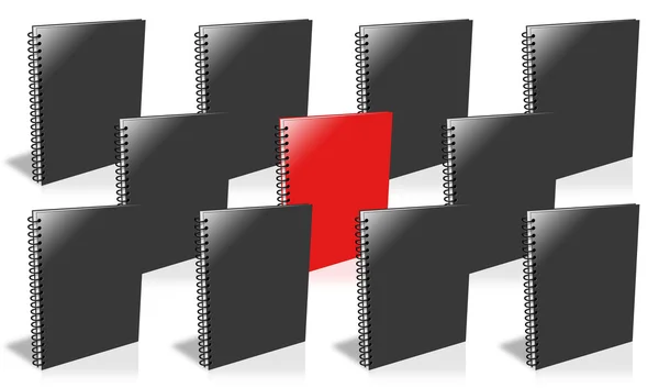 Many ring binder, Only One Red. — Stock Photo, Image