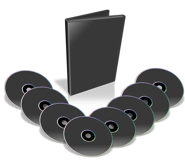 Veel zwarte dvd's. — Stockfoto