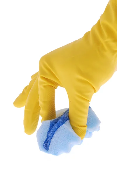 ゴム手袋とブルー スポンジ — ストック写真