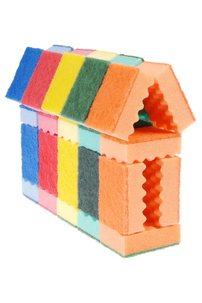 House made of cleaning sponges — Stock Photo, Image