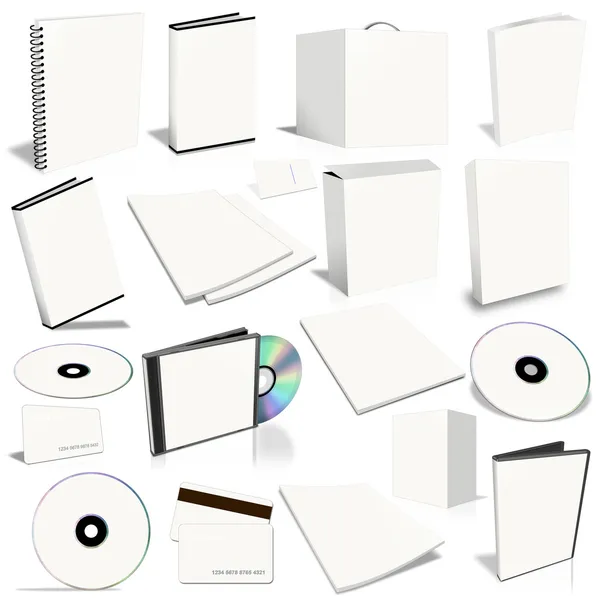 白色 3d 空白封面集合 — 图库照片