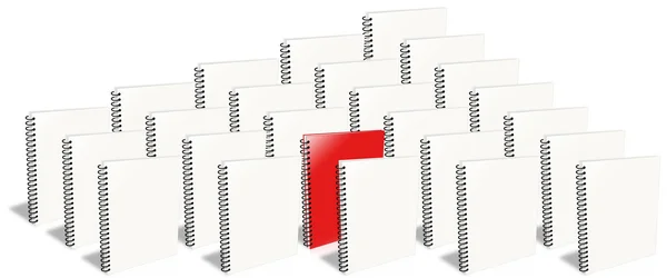 Many ring binder, Only One Red. — Stock Photo, Image