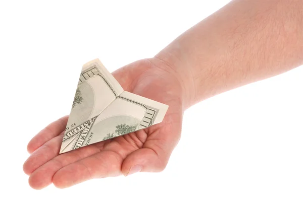 Dolar papierowy samolot — Zdjęcie stockowe