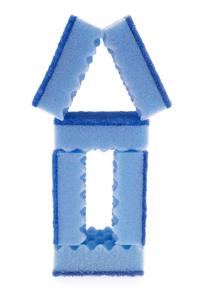 Casa feita de esponjas azuis — Fotografia de Stock