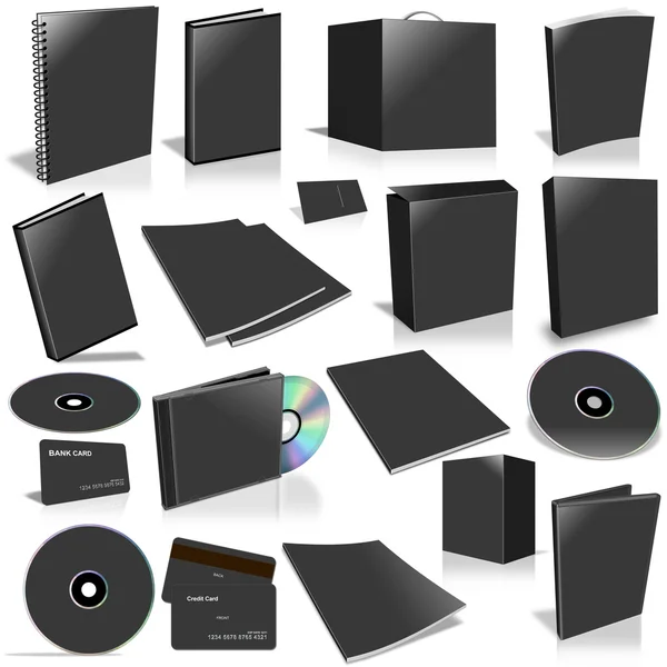 Коллекция Black 3d blank cover — стоковое фото