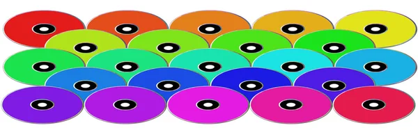 Vele kleurrijke dvd's. — Stockfoto