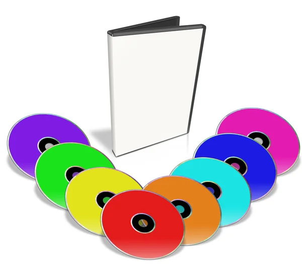 Πολλά πολύχρωμα dvd. — Stockfoto