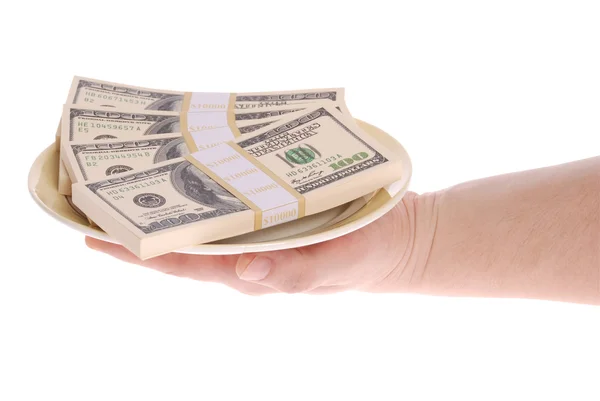 Money on plate — Stock Photo, Image