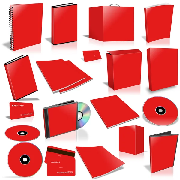 Colección de cubierta en blanco 3d rojo — Foto de Stock