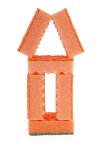 Casa feita de esponjas laranja — Fotografia de Stock