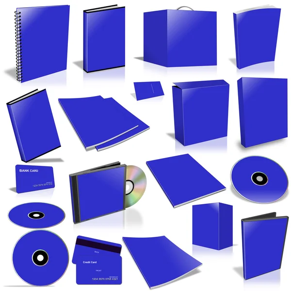 Coleção de capa em branco azul 3d — Fotografia de Stock