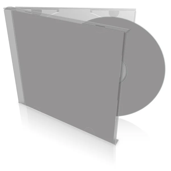 Cinza caso cd em branco e disco — Fotografia de Stock