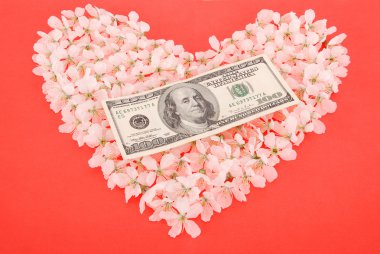 çiçek kalp üzerinde dolar kazandınız