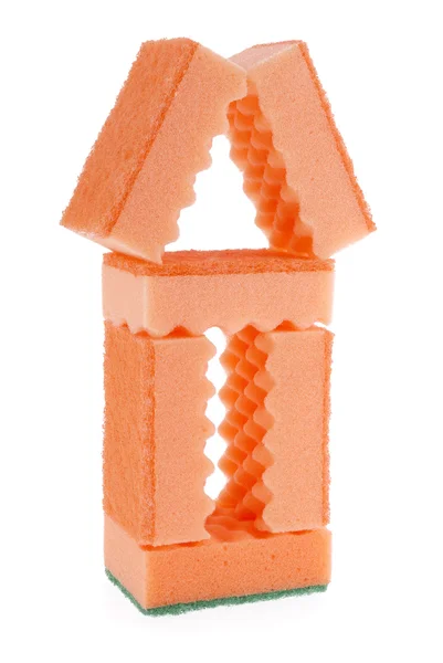 Casa feita de esponjas laranja — Fotografia de Stock