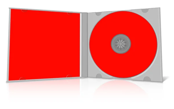 Caja y disco de CD en blanco rojo — Foto de Stock