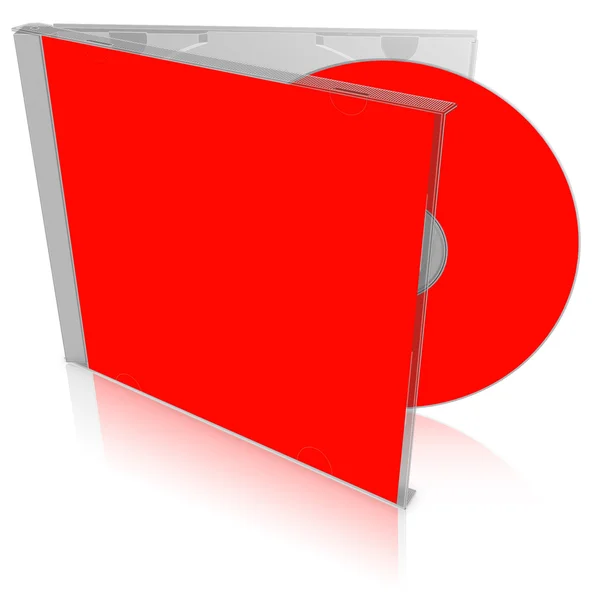 Kırmızı boş cd kabı ve disk — Stok fotoğraf