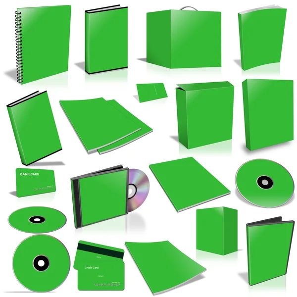 绿色 3d 空白封面集合 — 图库照片