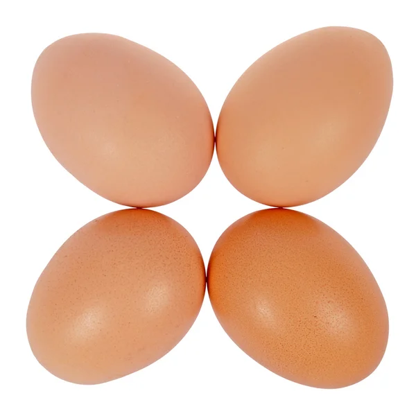 Четыре яйца по кругу — стоковое фото