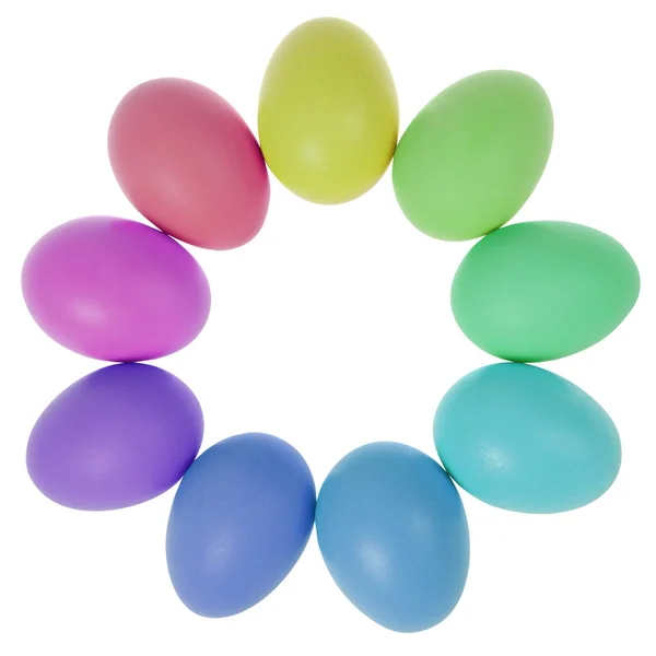 Neuf œufs de Pâques en cercle — Photo