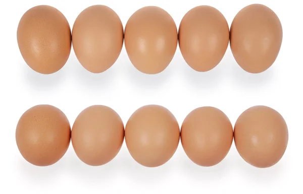在行中的五个鸡蛋 — 图库照片