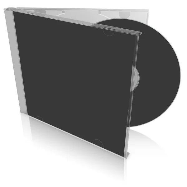 Black blank cd case and disc — Stock Photo, Image