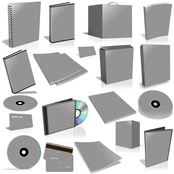 Coleção de capa em branco cinza 3d — Fotografia de Stock