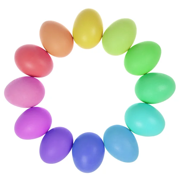 Twelve easter eggs in circle — Stock Photo, Image