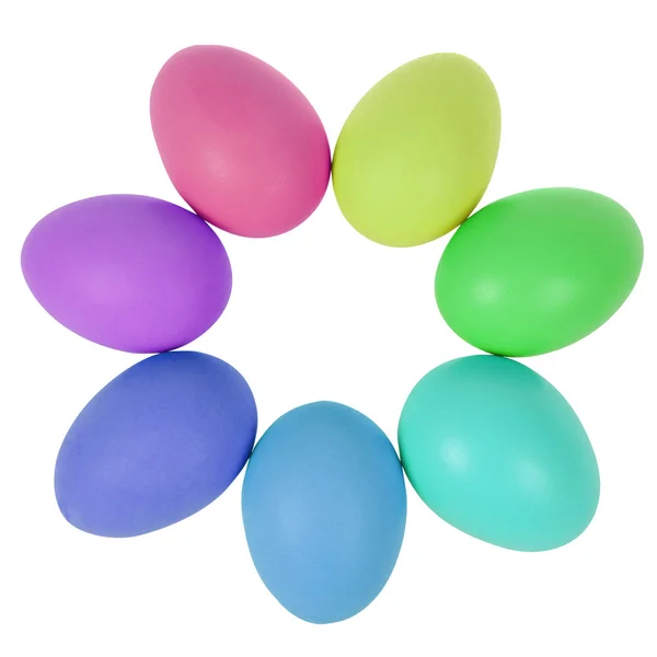 Seven easter eggs in circle — Stock Photo, Image