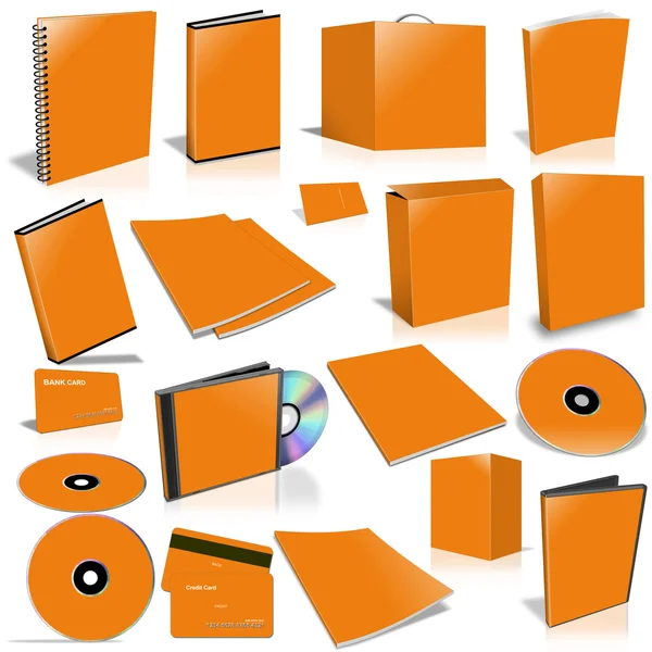 橙色 3d 空白封面集合 — 图库照片