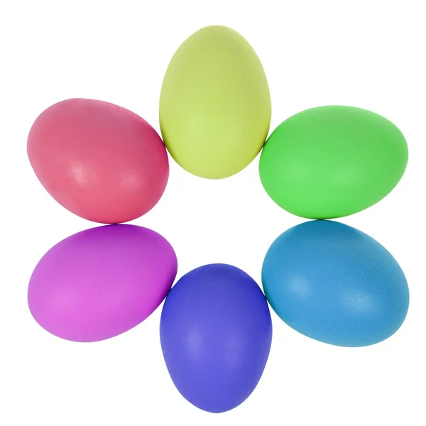 Six easter eggs in circle — Stock Photo, Image