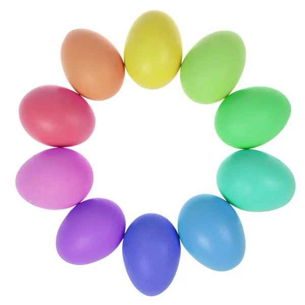 Ten easter eggs in circle — Stock Photo, Image