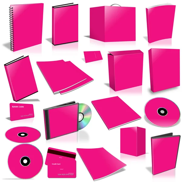 3 d ブランク カバー コレクション ピンク — ストック写真