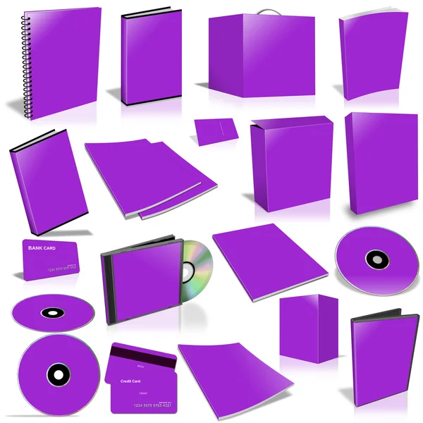 紫 3d 空白封面集合 — 图库照片