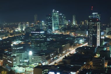 The Tel aviv skyline - Night city clipart