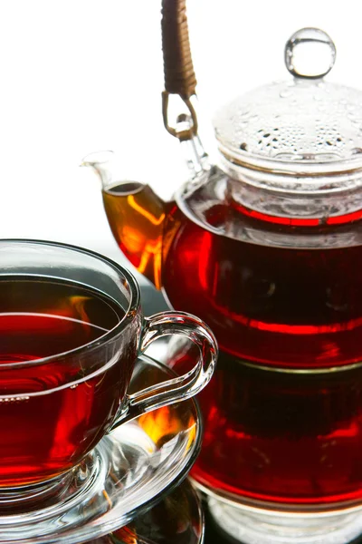 Teapot and cup of tea — Stock Photo, Image