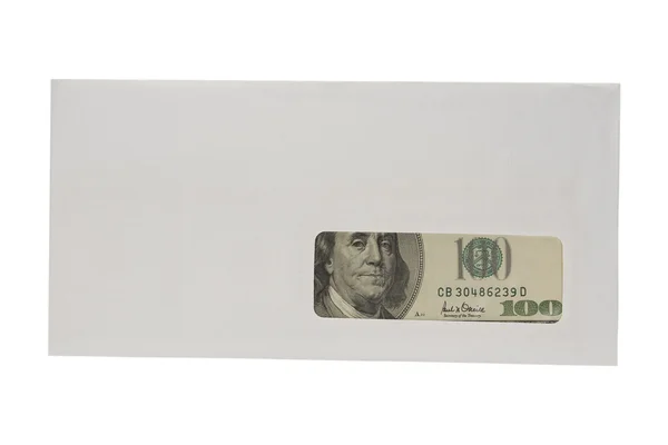 Uzavřené bílá obálka dolarů — Stock fotografie