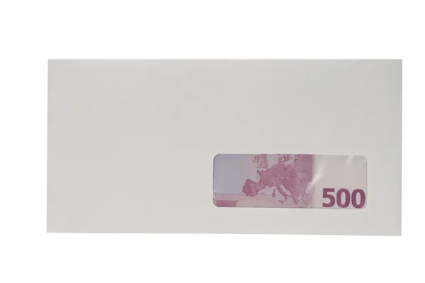 유로와 닫힌된 흰 봉투 — 스톡 사진