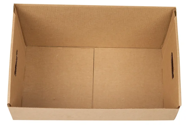 Открыть пустую картонную коробку — стоковое фото