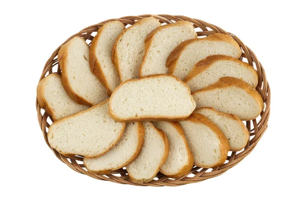 Καλάθι με κομμένα καρβέλι ψωμί — Φωτογραφία Αρχείου