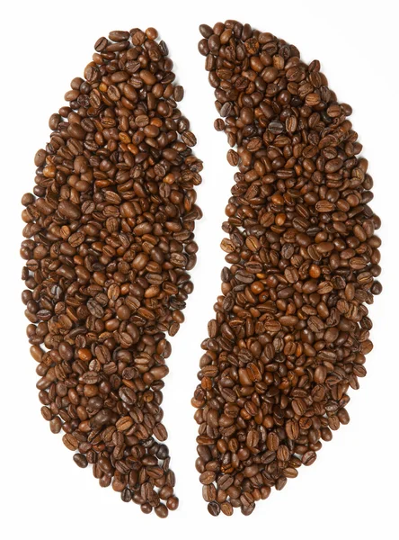 Forma de frijol hecha de granos de café — Foto de Stock