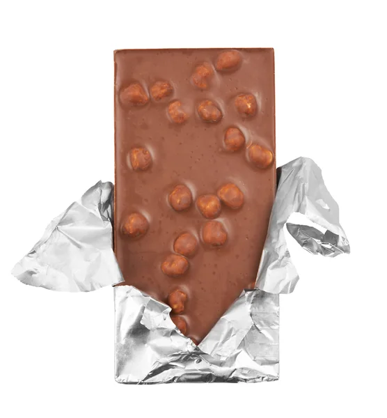 Chocolate de leche con nuez en el embalaje —  Fotos de Stock