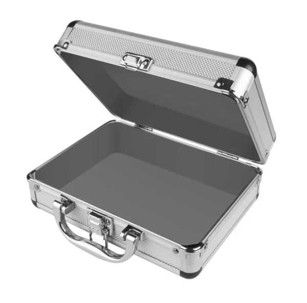 Geopende aluminium koffer — Stockfoto
