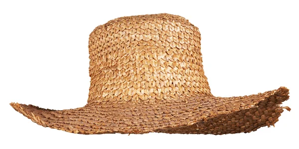 Yellow wicker straw hat isolated — Stock Photo, Image