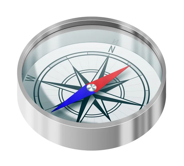 Silberner Kompass — Stockfoto
