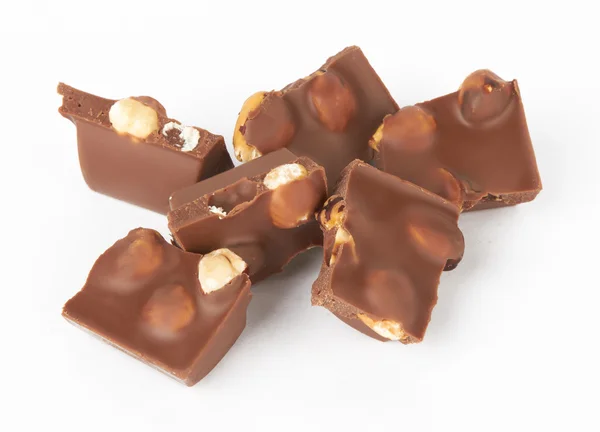 Pezzi di cioccolato con noce — Foto Stock
