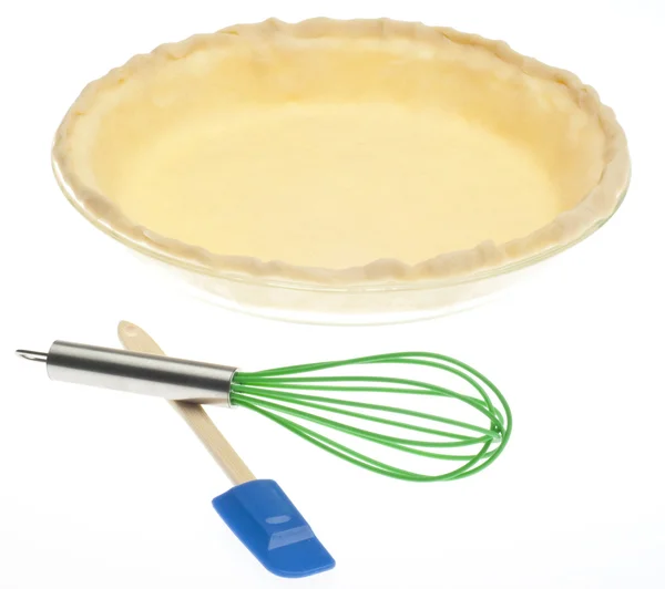 Uncooked Pie Crust with Kitchen Tools — Stock Photo, Image