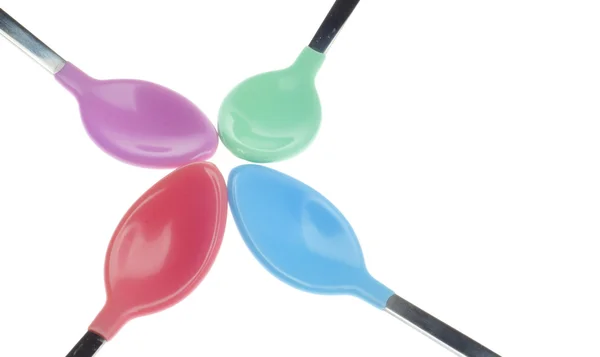 Pattern of Plastic Baby Spoons — Stock Photo, Image